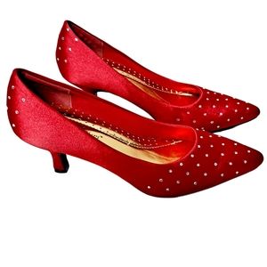 Christmas Angel steps  Pointed Red Spiked Heels  size 6